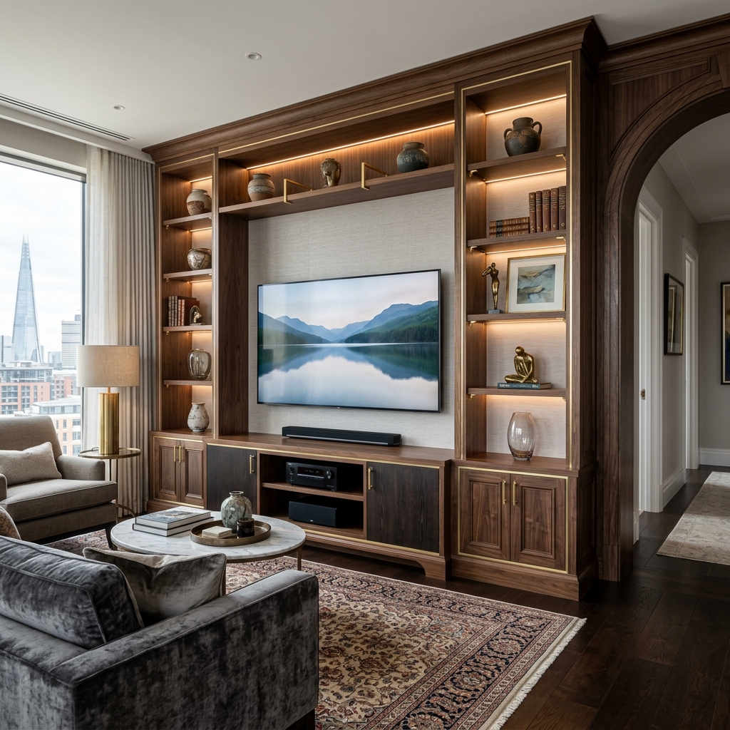 Living room media center design
