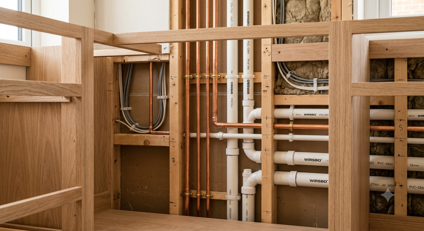 Wet works flooring and plumbing preparation